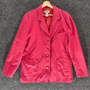 Vintage L.L.Bean Linen Blend Blazer‎ Jacket Casual Work Career Red Pink 12 Retro